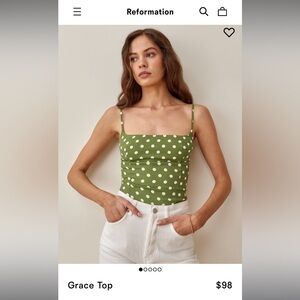 Reformation Grace Top Edamame - Size 6